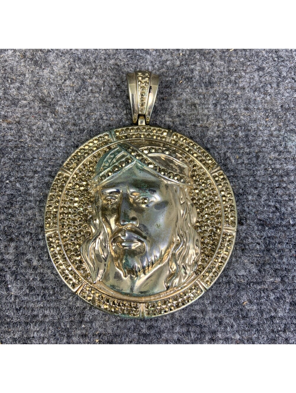 Hip Hop Iced Large Holy Jesus Head Bling Fashion Charm Pendant